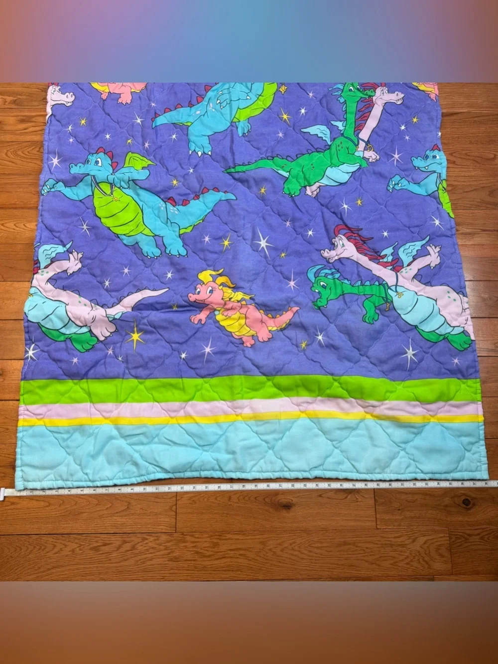 VTG Y2K Nostalgia Dragon Tales Toddler Bed Quilted Comforter Dan River RARE